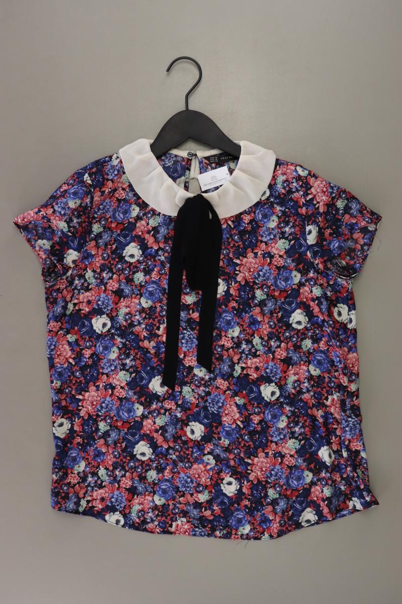 Zara Chiffonbluse Gr. M mit Blumenmuster Kurzarm mehrfarbig aus Polyester