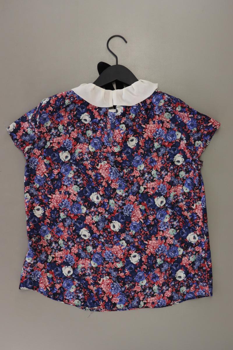 Zara Chiffonbluse Gr. M mit Blumenmuster Kurzarm mehrfarbig aus Polyester
