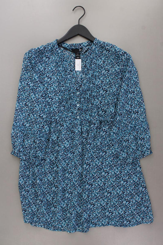 H&M Tunika Gr. 40 mit Blumenmuster 3/4 Ärmel blau aus Polyester