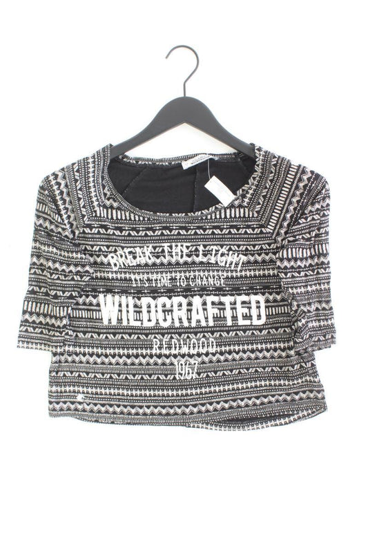 Pull&Bear Cropped Shirt Gr. S 3/4 Ärmel schwarz aus Baumwolle