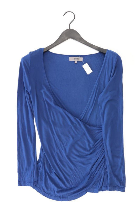 Zalando Shirt mit V-Ausschnitt Gr. S Langarm blau aus Viskose