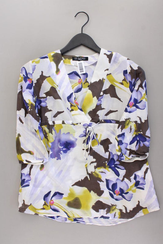 In Linea Firenze Bluse mit Seide Gr. 36 mit Blumenmuster Kurzarm mehrfarbig