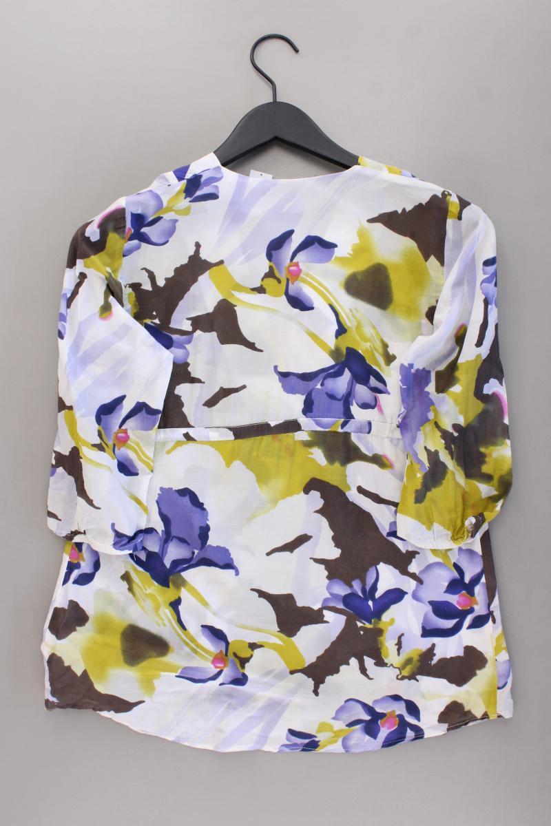 In Linea Firenze Bluse mit Seide Gr. 36 mit Blumenmuster Kurzarm mehrfarbig