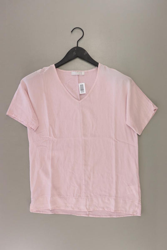 Shirt mit V-Ausschnitt Gr. 36 Kurzarm rosa aus Baumwolle