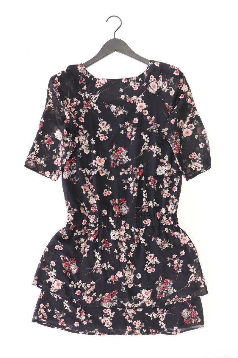 Chiffonkleid Gr. 36 mit Blumenmuster 3/4 Ärmel schwarz