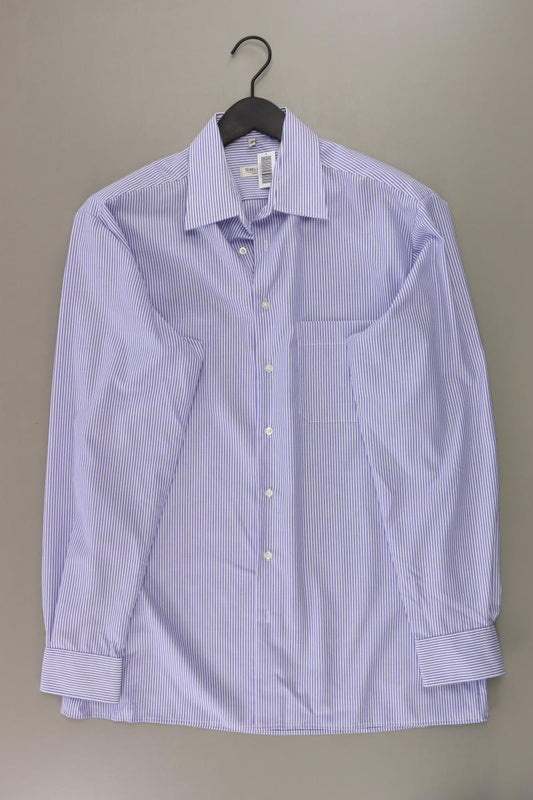 Langarmhemd für Herren Gr. Hemdgröße 41 gestreift blau aus Baumwolle