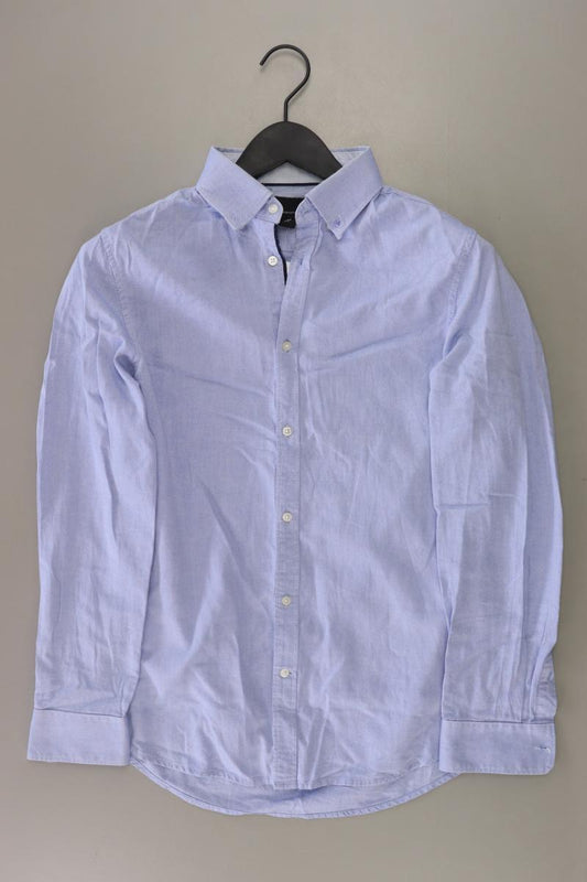 H&M Langarmhemd für Herren Gr. S blau aus Baumwolle