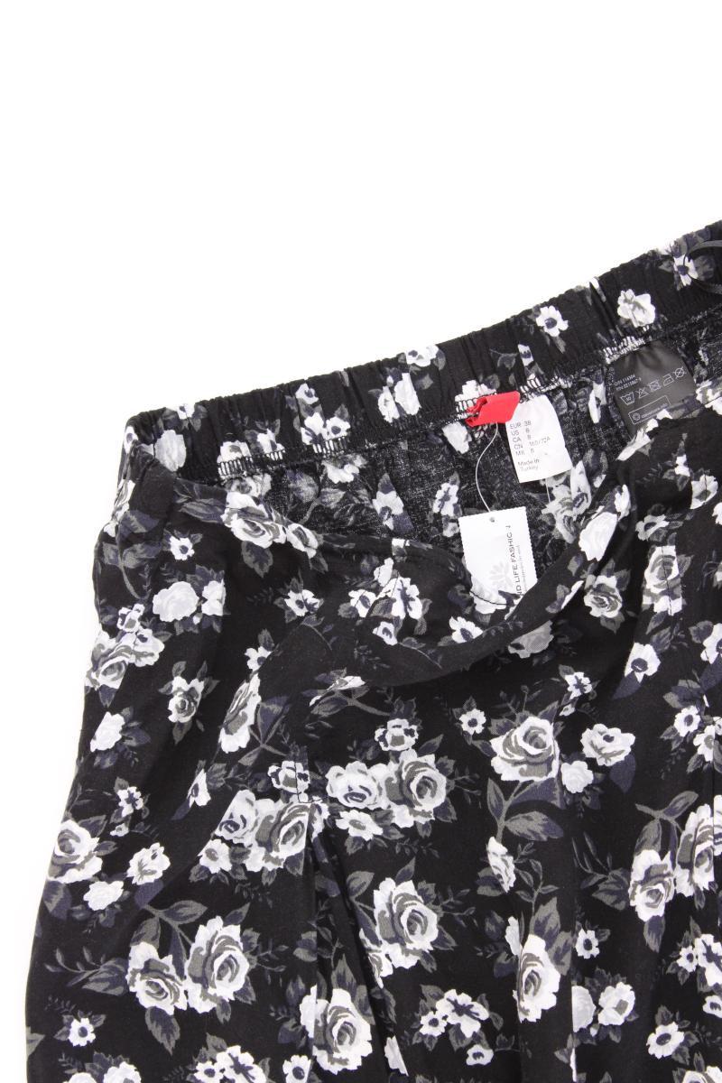 H&M Divided Minirock Gr. 38 mit Blumenmuster schwarz aus Viskose