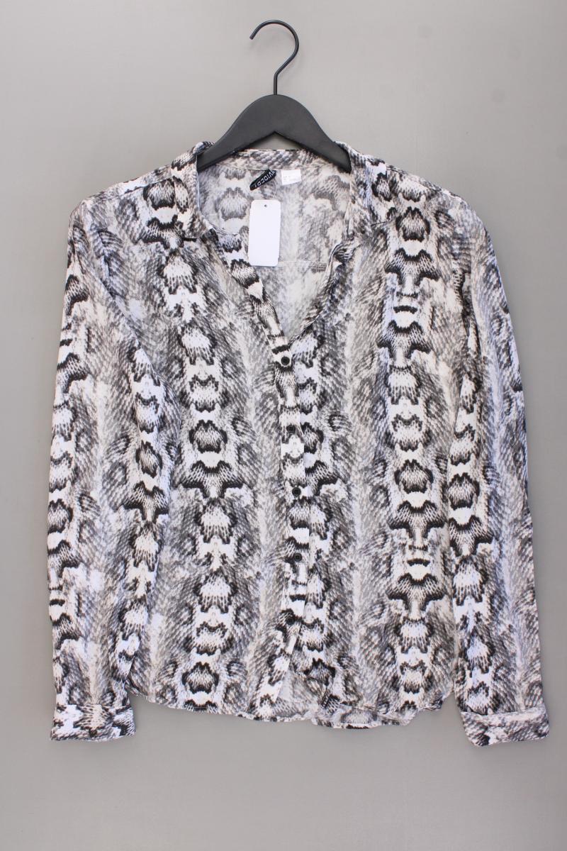 H&M Divided Langarmbluse Gr. 40 mit Tierdruck grau aus Viskose