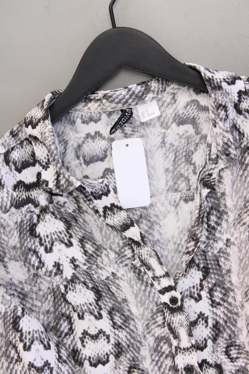 H&M Divided Langarmbluse Gr. 40 mit Tierdruck grau aus Viskose