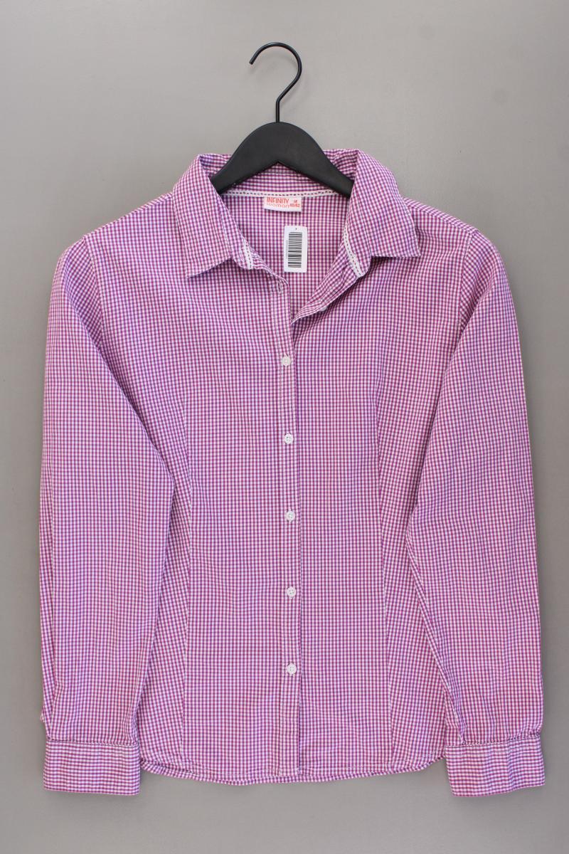 Infinity Women Karobluse Trachtenbluse Gr. 40/42 kariert Langarm lila