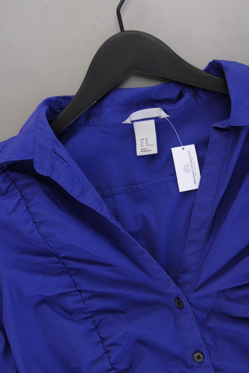 H&M Langarmbluse Gr. 40 blau aus Baumwolle