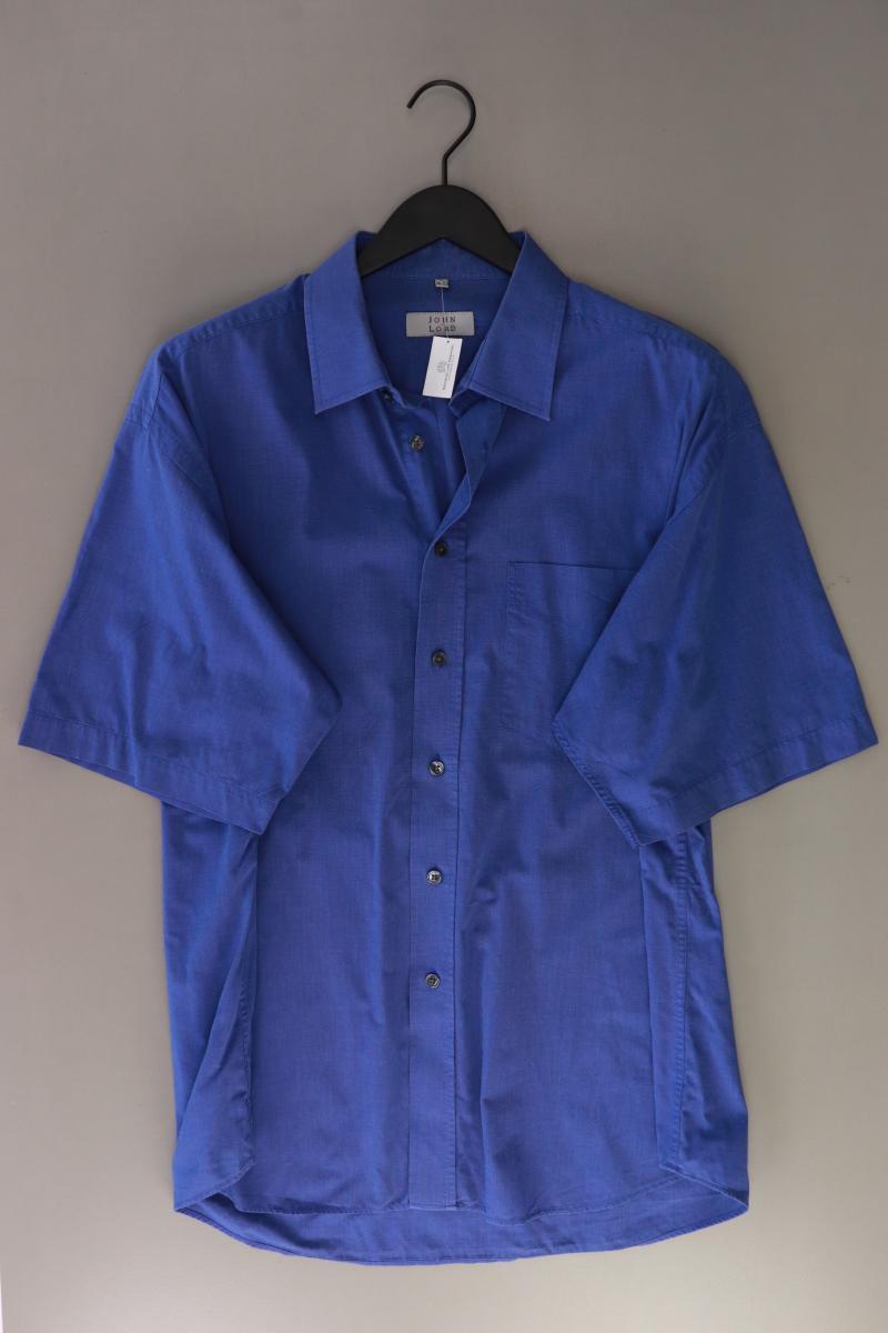 Kurzarmhemd für Herren Gr. Hemdgröße 44 blau aus Baumwolle