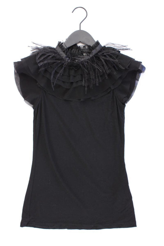 Vila Shirt mit Federkragen Gr. XS Kurzarm schwarz aus Viskose
