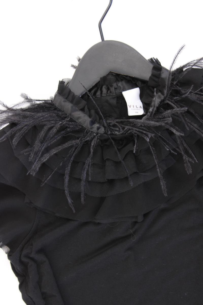 Vila Shirt mit Federkragen Gr. XS Kurzarm schwarz aus Viskose