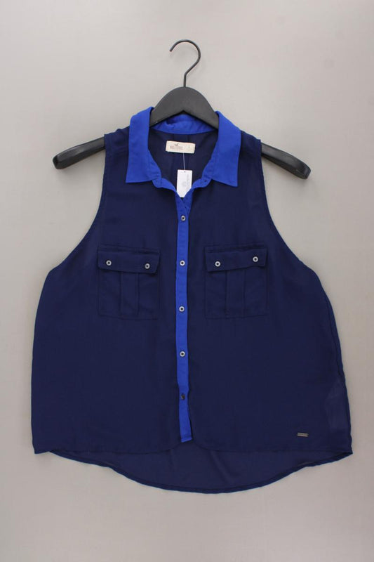 Hollister Ärmellose Bluse Gr. L blau aus Polyester