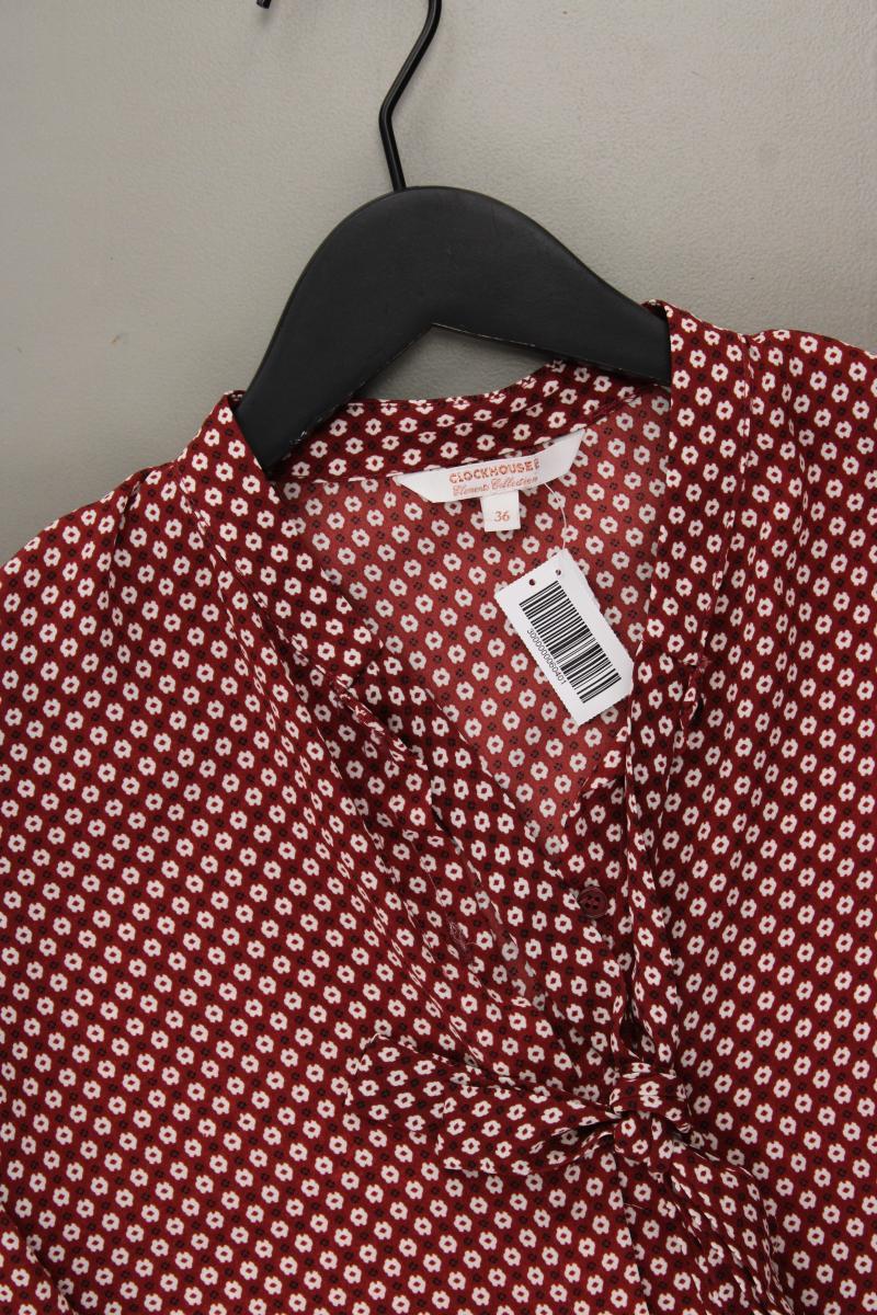 Clockhouse Bluse Gr. 36 mit Blumenmuster Langarm rot aus Polyester