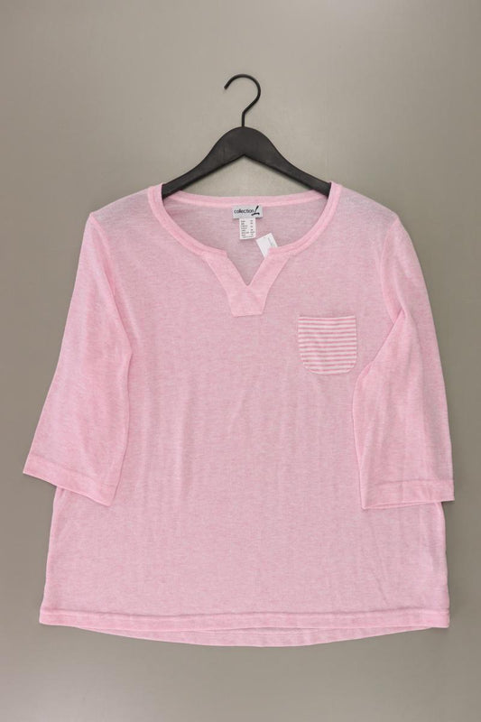 Shirt mit V-Ausschnitt Gr. 50 3/4 Ärmel rosa aus Polyester