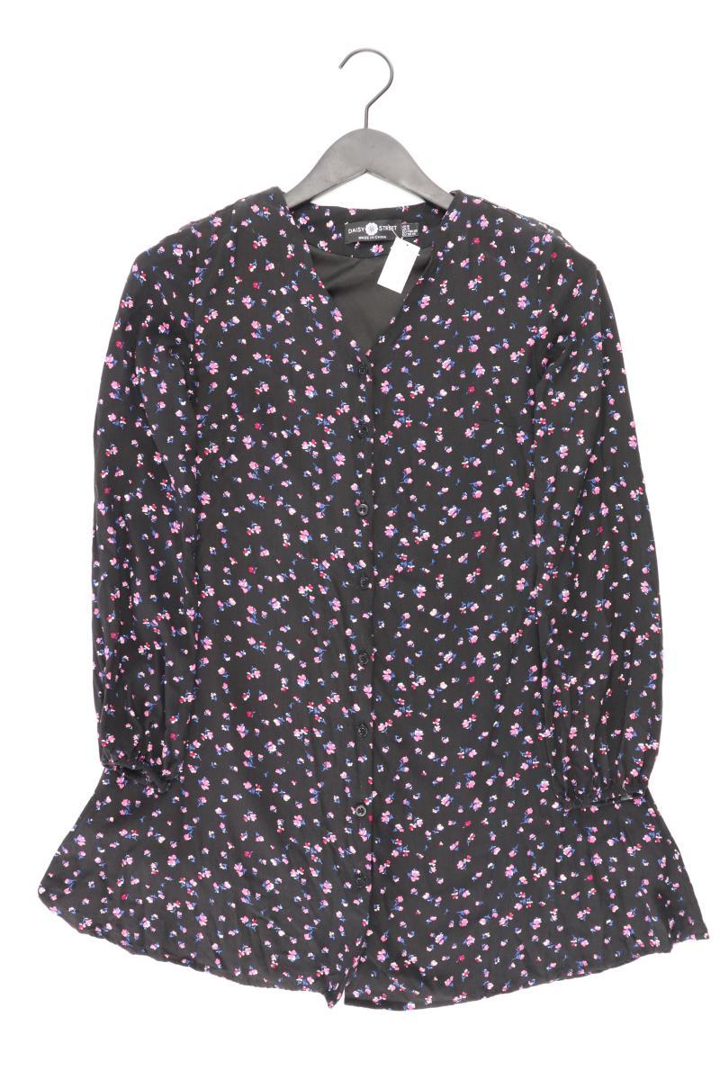 Langarmbluse Gr. 36 mit Blumenmuster schwarz aus Viskose