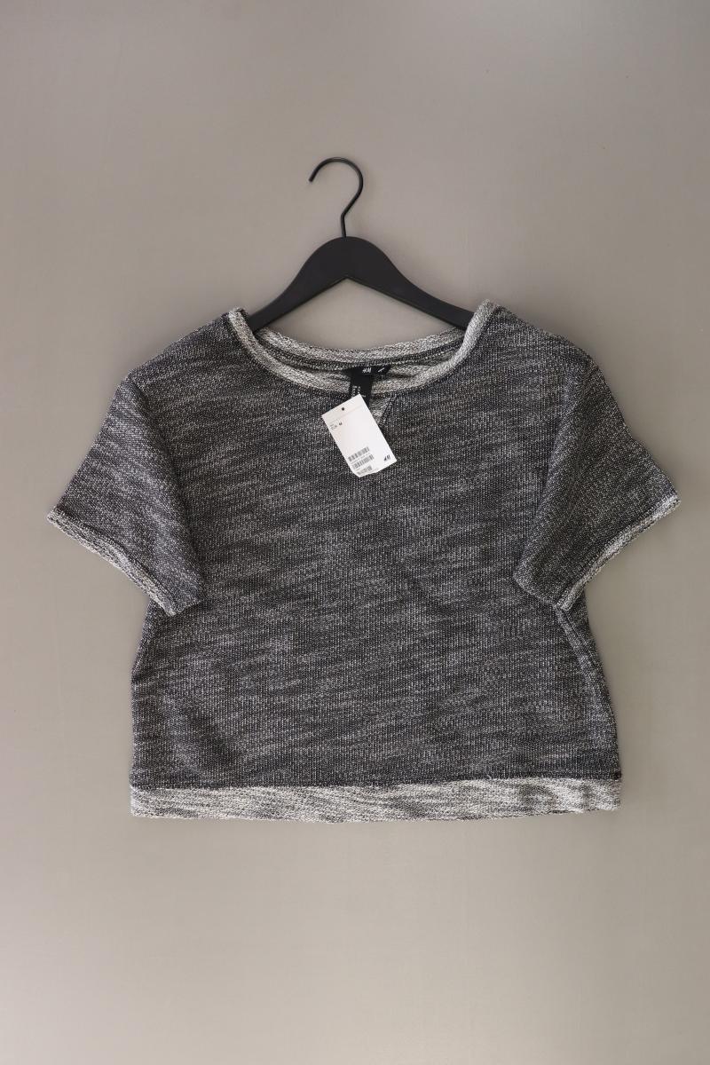 H&M Strickshirt Gr. M neu mit Etikett Kurzarm grau aus Polyester