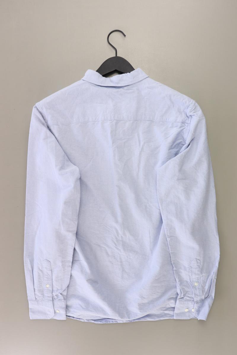 H&M Langarmhemd für Herren Gr. L blau aus Baumwolle