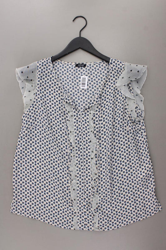 Oltre Rüschenbluse Gr. 40 mit Blumenmuster Kurzarm mehrfarbig aus Polyester