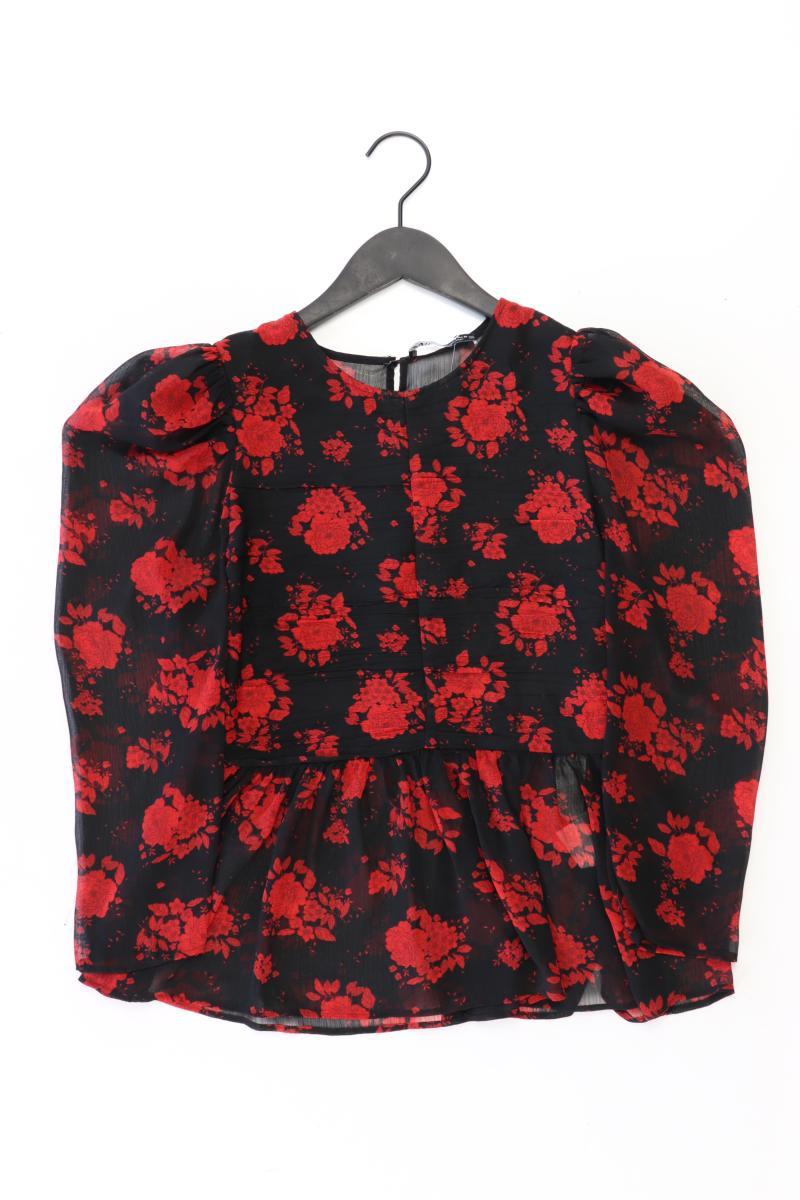 Zara Langarmbluse Gr. S mit Blumenmuster schwarz aus Polyester