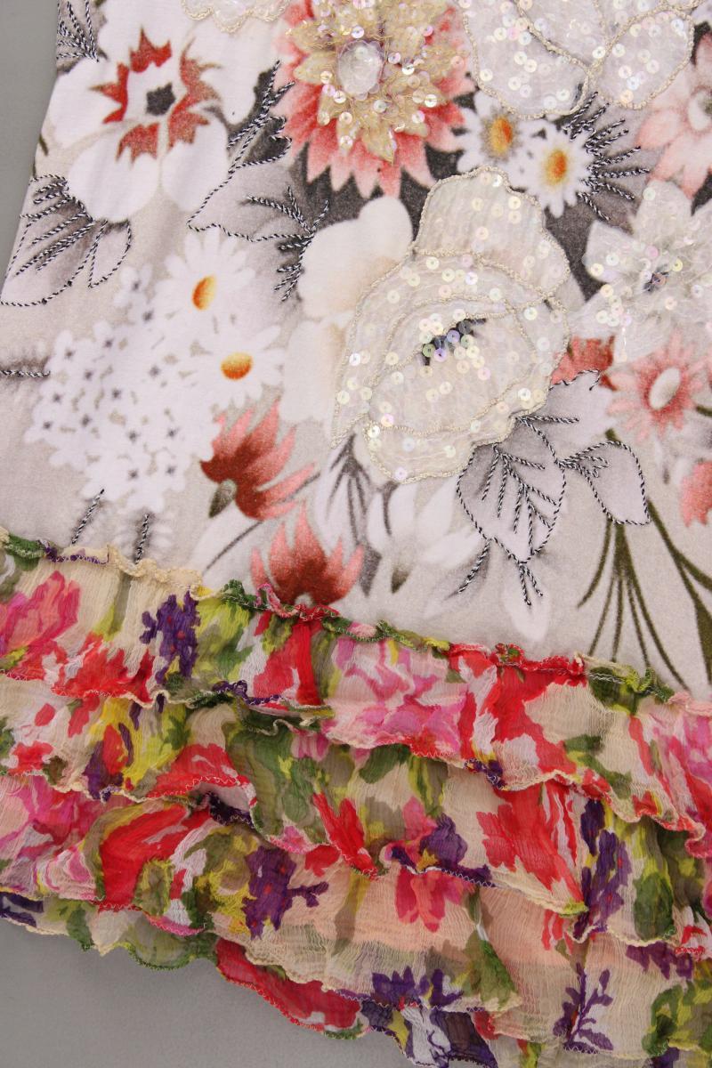 Tesini Printshirt Gr. 34 mit Blumenmuster Kurzarm rosa aus Viskose