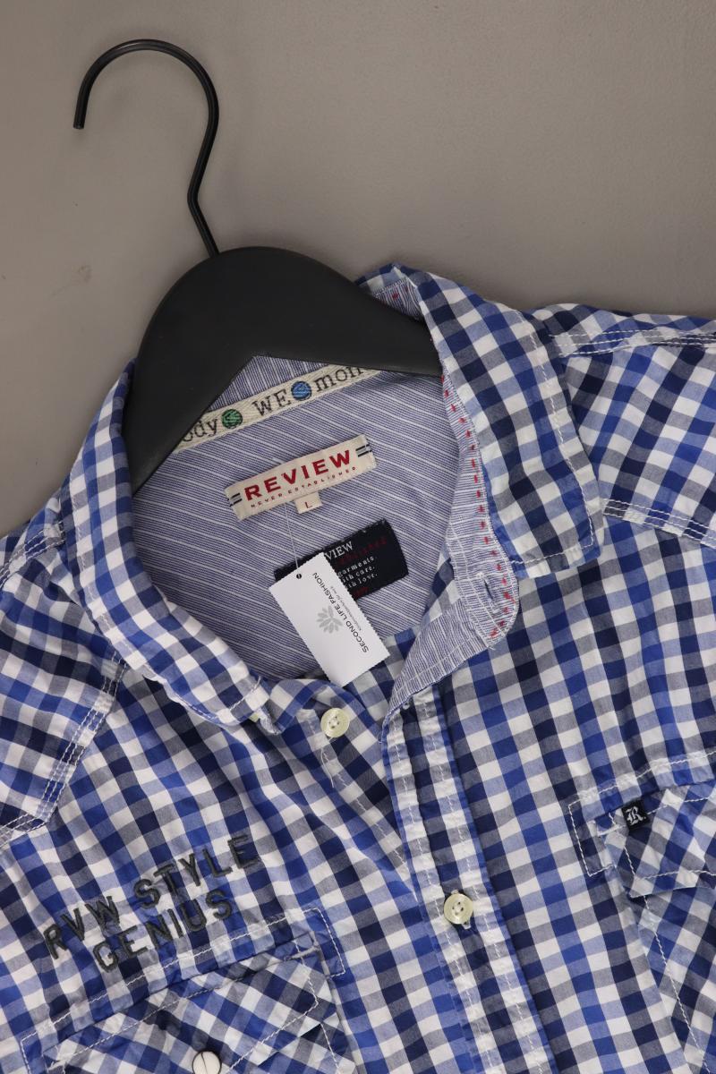 Review Karohemd für Herren Gr. L kariert Kurzarm blau aus Baumwolle