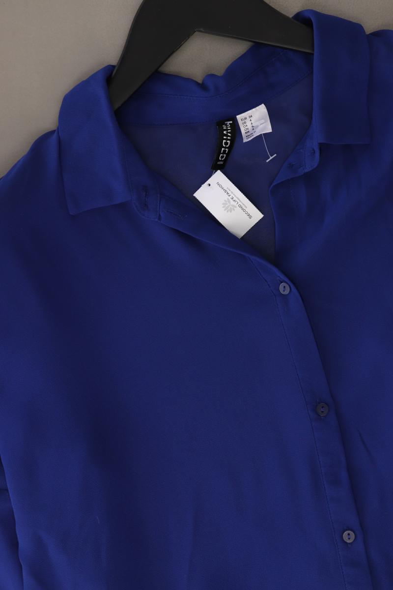 H&M Langarmbluse Gr. 34 blau aus Polyester