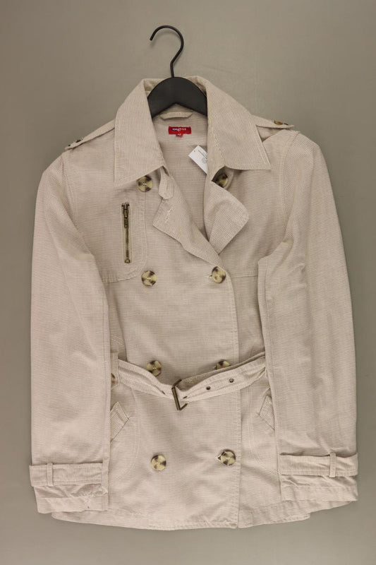 Regular Jacke Gr. 38 gestreift mit Gürtel braun aus Baumwolle