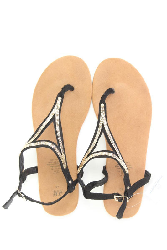 H&M Zehenriemensandalen Gr. 40 schwarz