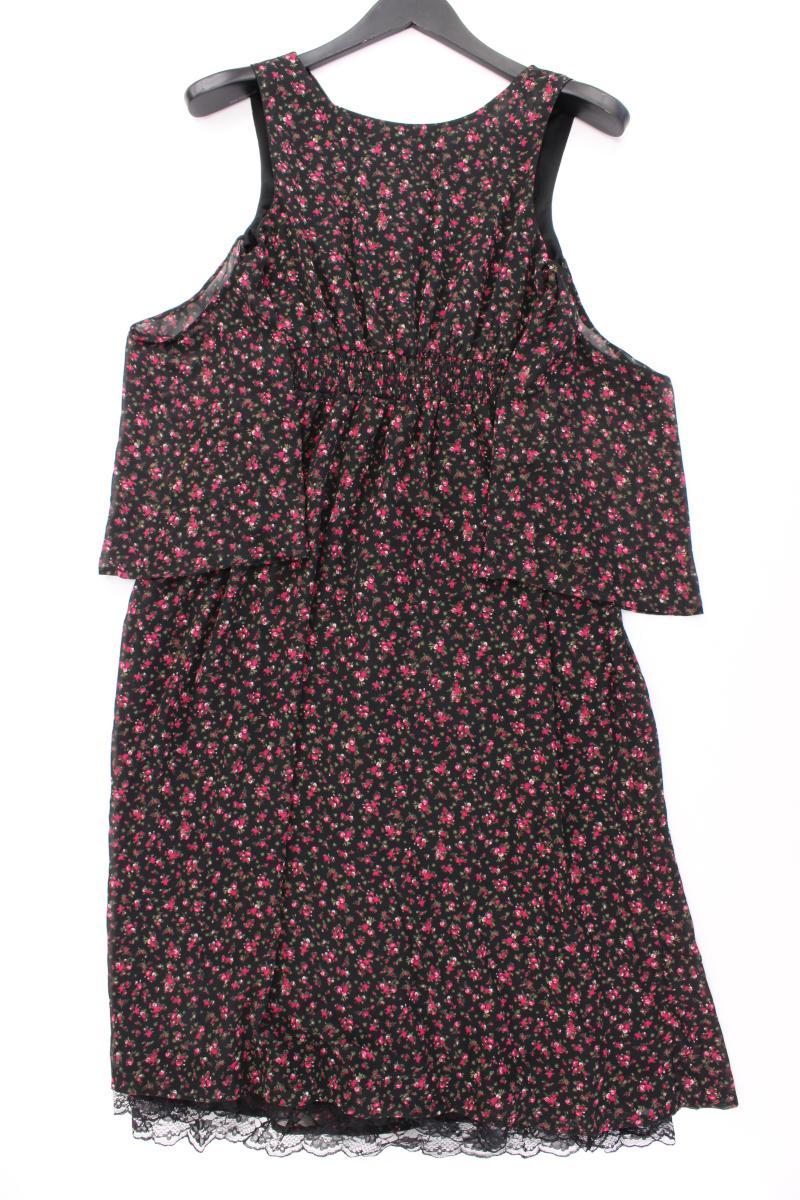 Clockhouse Chiffonkleid Gr. 38 mit Blumenmuster 3/4 Ärmel schwarz aus Polyester