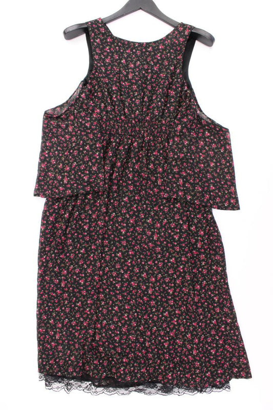 Clockhouse Chiffonkleid Gr. 38 mit Blumenmuster 3/4 Ärmel schwarz aus Polyester