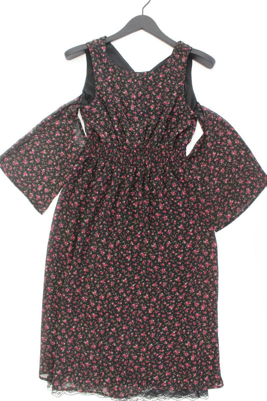 Chiffonkleid Gr. 38 mit Blumenmuster 3/4 Ärmel schwarz