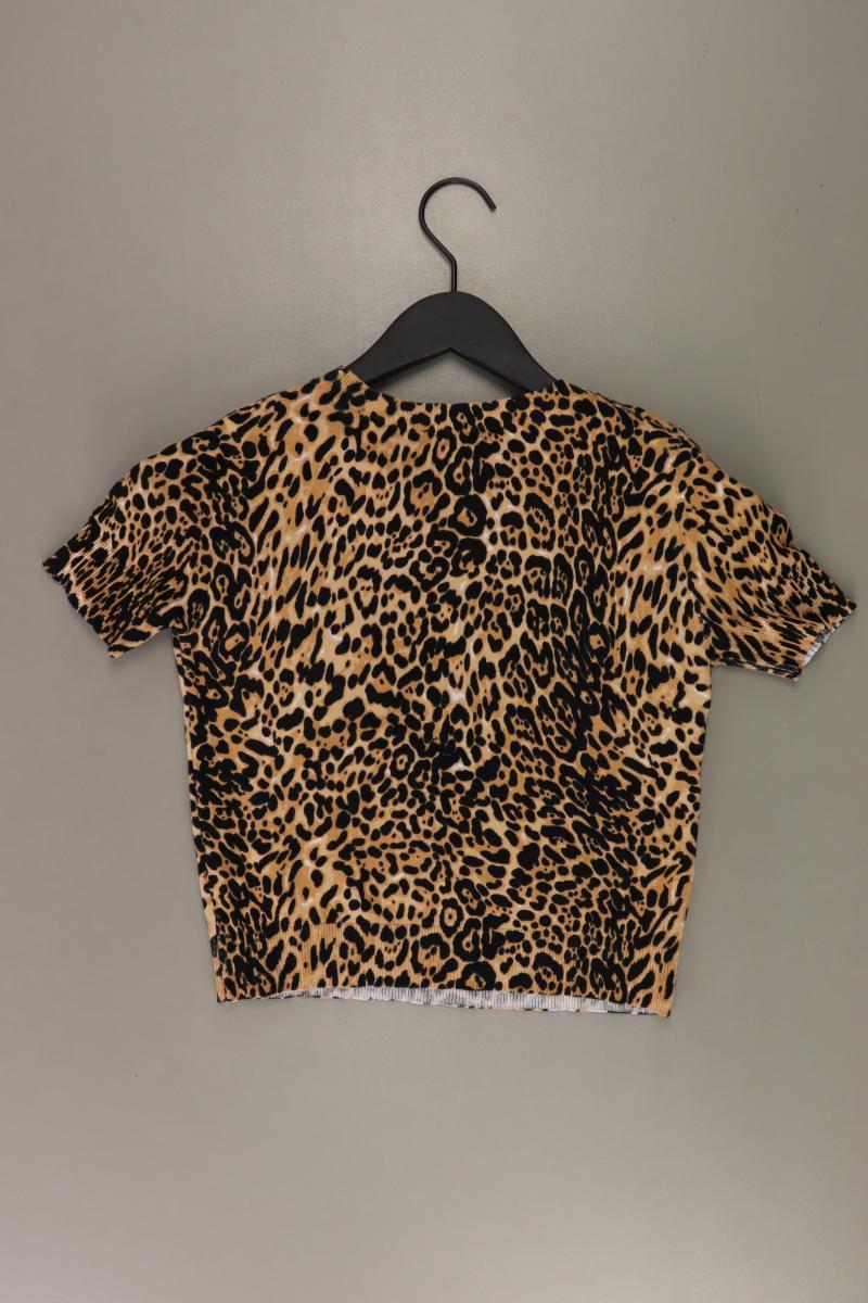 Zara Cropped Shirt Gr. S mit Tierdruck Kurzarm braun aus Baumwolle