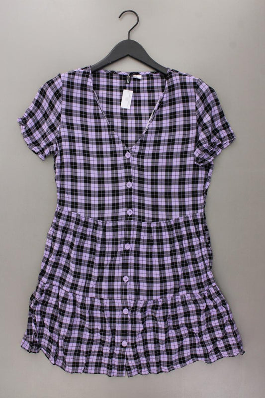 H&M Divided Minikleid Gr. 40 kariert Kurzarm lila aus Viskose