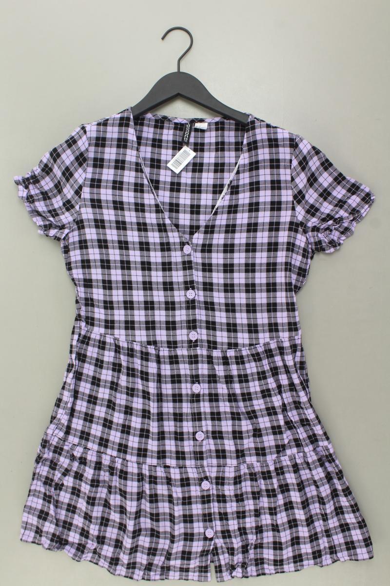 H&M Kurzarmkleid Gr. 40 kariert lila aus Viskose