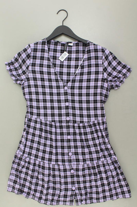 H&M Kurzarmkleid Gr. 40 kariert lila aus Viskose
