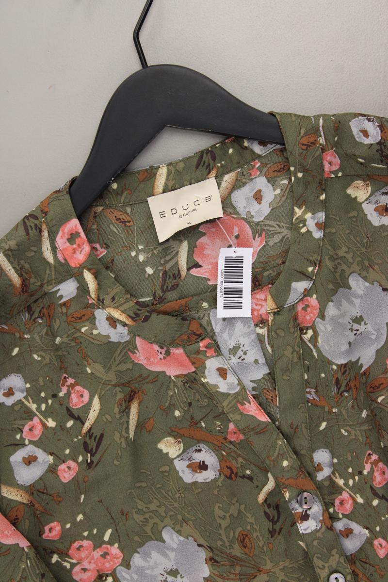 Culture Langarmbluse Gr. XL mit Blumenmuster olivgrün aus Polyester