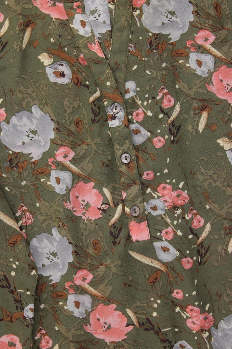 Culture Langarmbluse Gr. XL mit Blumenmuster olivgrün aus Polyester