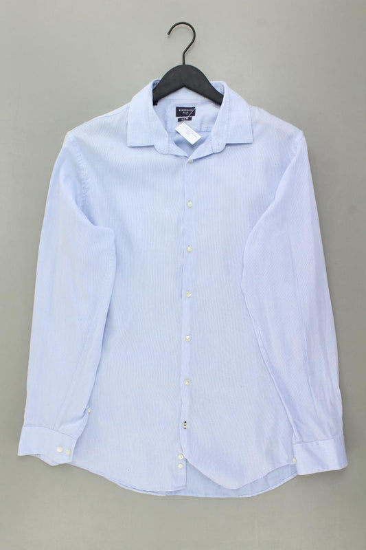 BENVENUTO Langarmhemd für Herren Gr. 44 blau aus Baumwolle