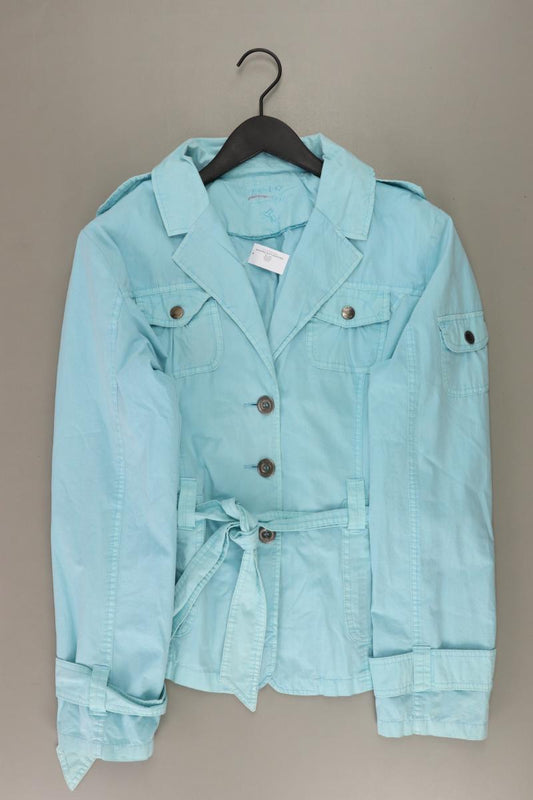 Zero Übergangsjacke Gr. 44 mit Gürtel türkis aus Baumwolle