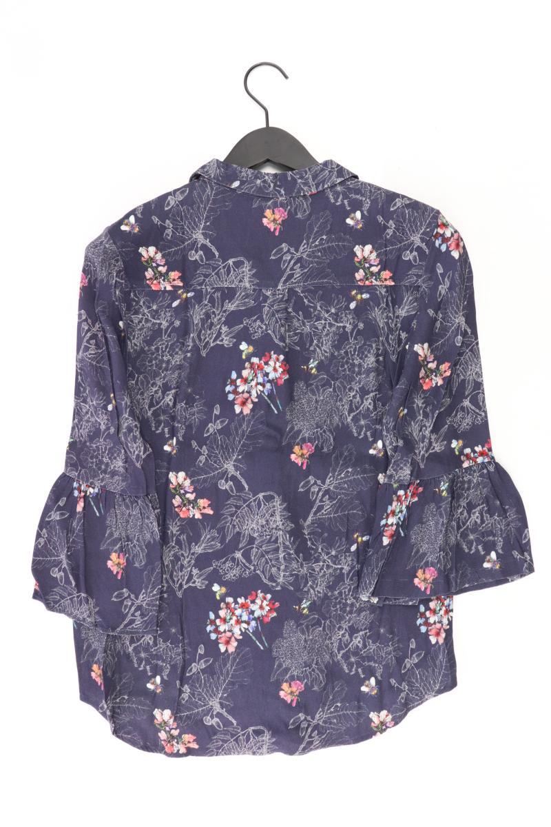 Studio Italy Bluse Gr. 40 mit Blumenmuster Trompetenärmel blau aus Viskose