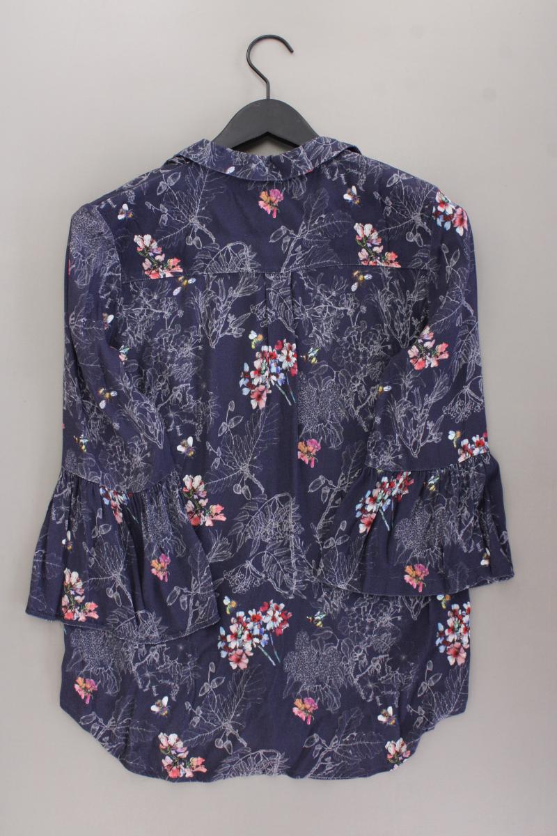 Studio Italy Classic Bluse Gr. 40 mit Blumenmuster Trompetenärmel blau