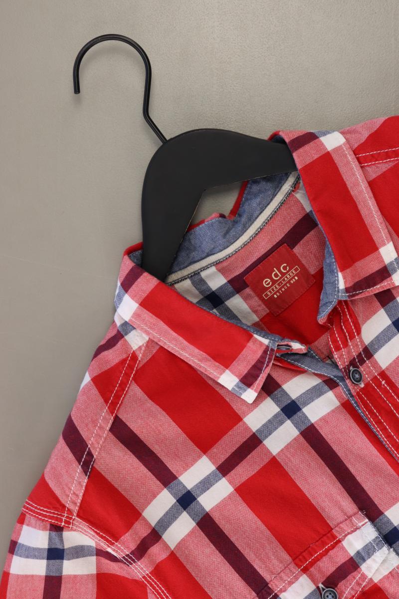 edc by Esprit Karohemd für Herren Gr. L kariert Kurzarm rot aus Baumwolle