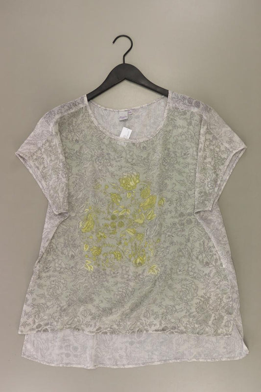Liberty Kurzarmbluse Gr. XXL mit Blumenmuster grau aus Polyester