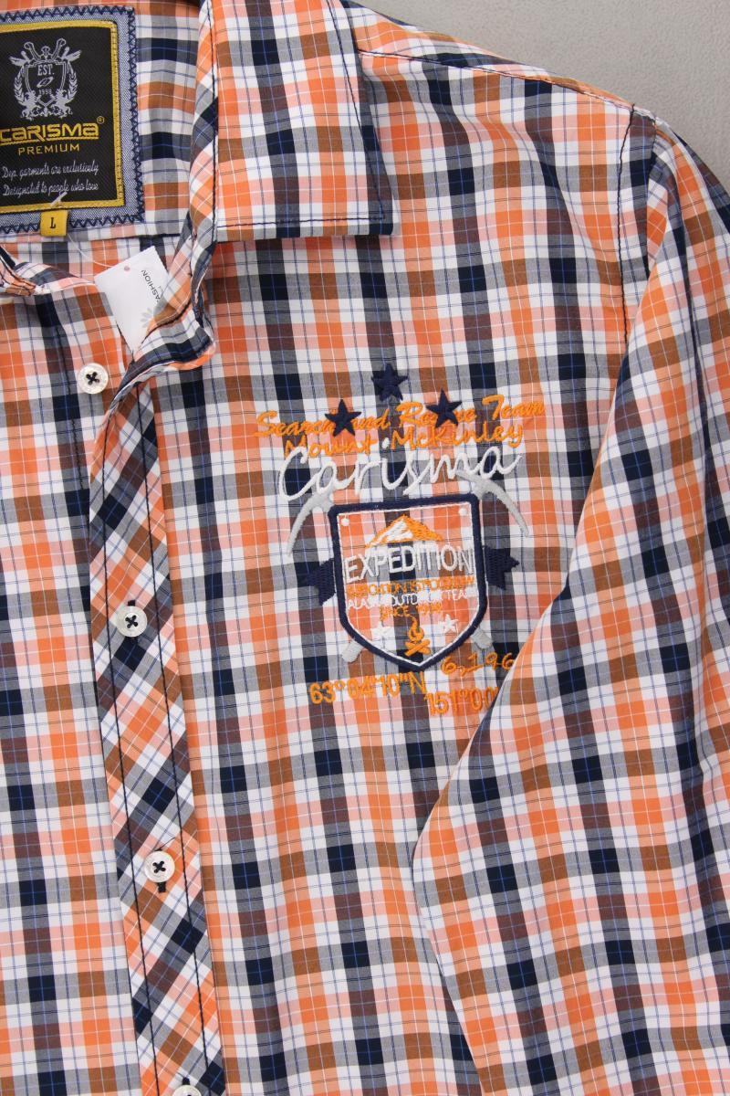 Carisma Langarmhemd für Herren Gr. L kariert orange aus Baumwolle