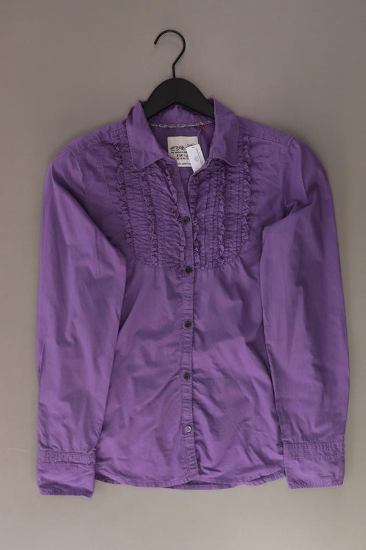 Esprit Rüschenbluse Gr. 40 Langarm lila aus Baumwolle