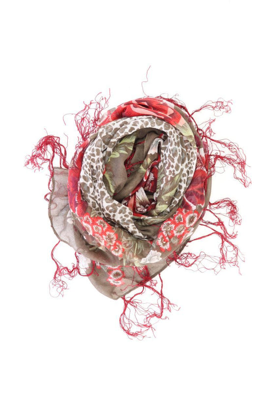 Tuch mit Blumenmuster olivgrün